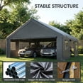 thumbnail image 5 of VENTOPYR Carport 20x20FT Heavy Duty Carport,Portable Car Garage with Side-Opening Door,Roll-up Windows,Grey, 5 of 7