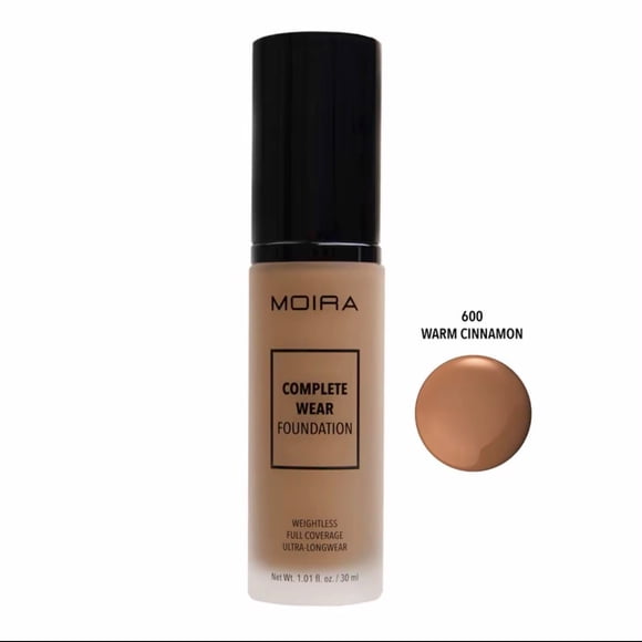 MOIRA COSMETICS BASE DE USO COMPLETO TONO 600, WARM CINNAMON COBERTURA MEDIA A ALTA DE 30 ml