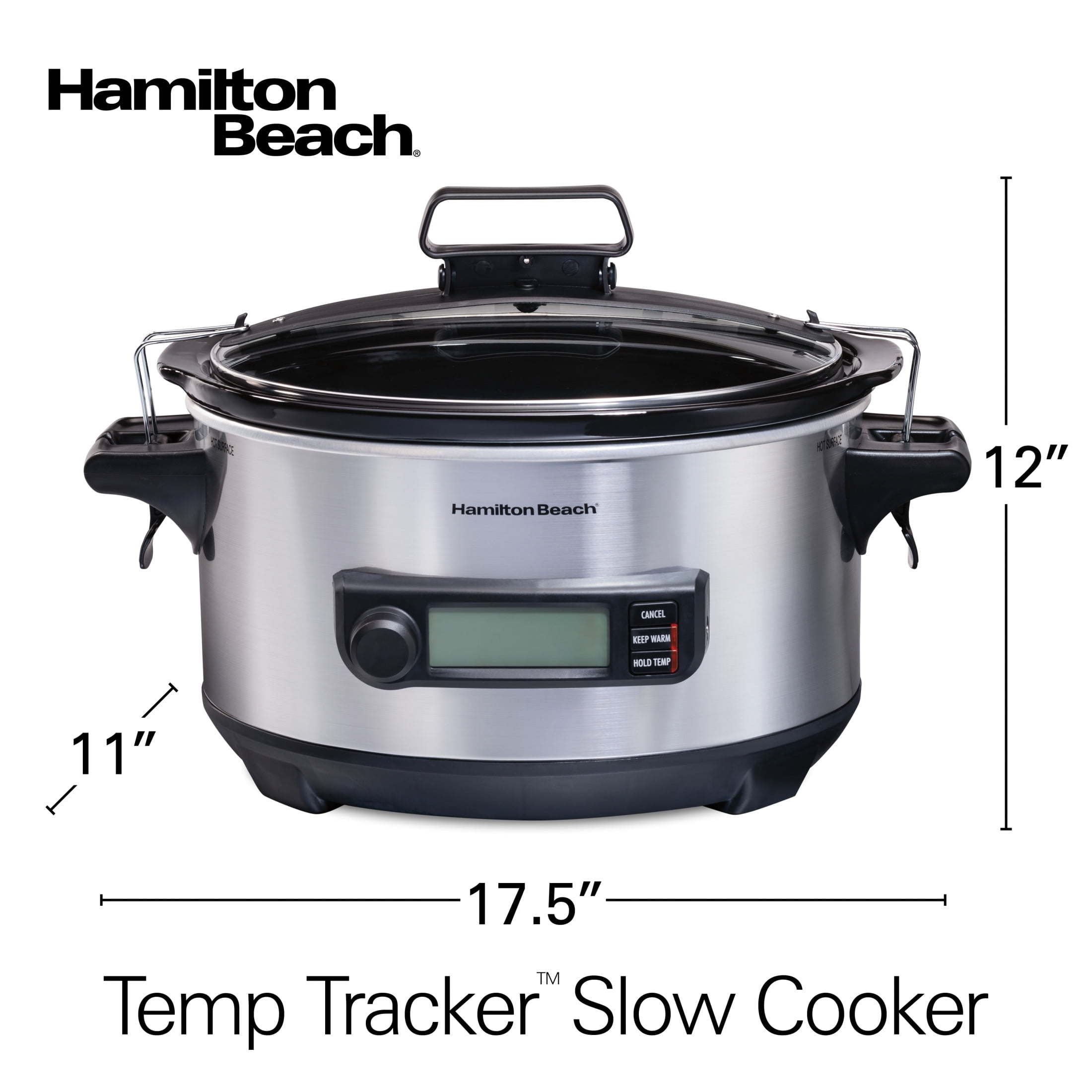Hamilton Beach Temp Tracker Slow Cooker, 6 Quart, Stainless, with