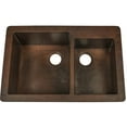 thumbnail image 4 of Novatto TCK-006AN Guadalajara 60/40 Undermount Copper Kitchen Sink, Antique, 4 of 9