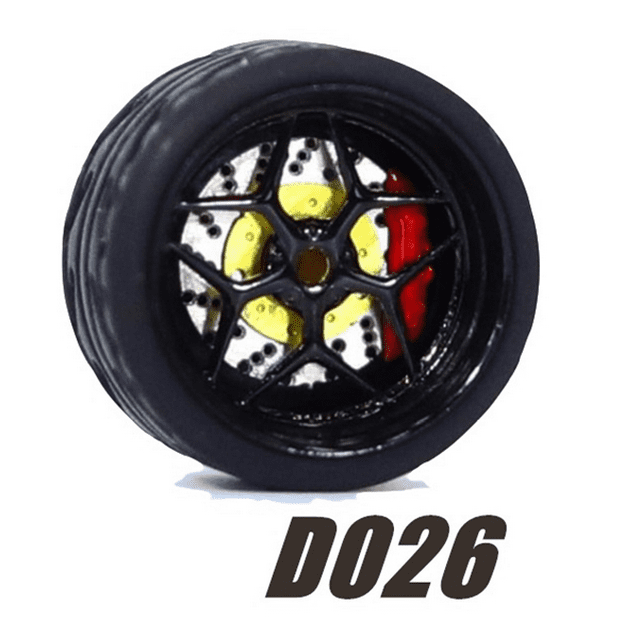 Carlomo Roues 1/64 pour Modèle de Voiture D-Class 2 Ensemble de Détail en Alliage Pièces de Rechange avec Pneus en Caoutchouc Disque de Casse Adultes Passe-Temps D026