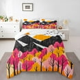 thumbnail image 2 of Feelyou Fall Jungle Tree King Size Comforter Sets, Mountain Sun Bedding Comforter Set, Cartoon Nature Scenery Bedding Set, Luxury Bedroom Decor, 3pcs, 2 of 8
