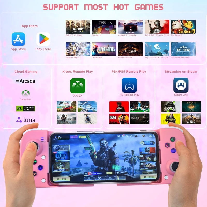 Phone Controller for Android Support Phone Case, Mobile Gaming Controller with Ergonomic Design - Wireless Gamepad for Cloud Gaming & PS Remote Play
