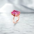 thumbnail image 4 of Gem Stone King 18K Rose Gold Plated Silver Pink Created Sapphire and Red Created Ruby Ring for Women (10.10 Cttw, Emerald Cut 14x10MM, Gemstone September Birthstone, Size 8), 4 of 4