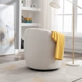 thumbnail image 2 of Accent Chair Sofa Armchair With Black Powder Coating Metal Ring Teddy Fabric Soft Cushion Chair For Living Room Lounge Bedroom, 2 of 8