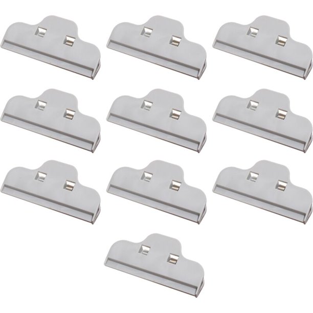 Paquete de 10 Clips para alimentos - Clips para bolsas grandes Almacenamiento de alimentos con asa hermética para mochilas, bolsas de refrigerios y bolsas de comestibles - Gris 10 cm JAMW Sencillez