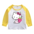 thumbnail image 4 of Hello Kitty Hit Color niños Casual algodón de manga larga chica estampado de dibujos animados patrón cuello redondo camisa de fondo camiseta de bebé, 4 of 4