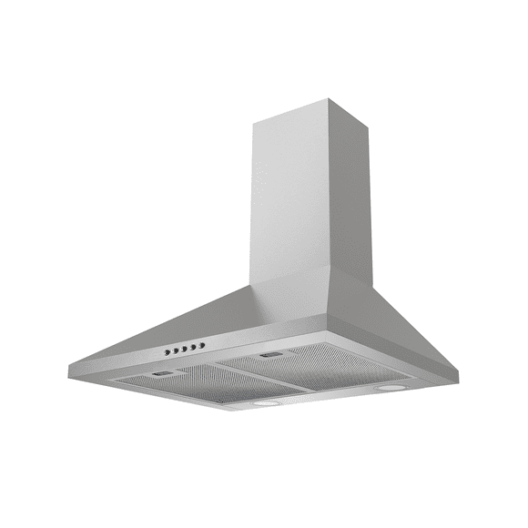 Campana decorativa de pared de 60 cm (24 pulgadas) IHD CH Tulum 60 en acero inoxidable y diseño piramidal de pared