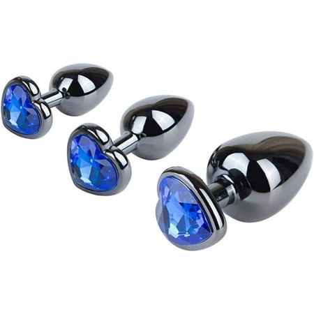 XOPLAY 3pcs Heart Shaped Stainless Steel Anal Butt Plugs Anal Trainer