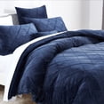 thumbnail image 2 of PHF Super Soft Velvet Duvet Cover Set Queen Size, 3 Pieces Warm Fluffy Comforter Cover Set, Cozy Flannel Comforter Cover with Pillow Shams, 90"x90", Navy Blue (No Insert), 2 of 7