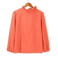 thumbnail image 4 of Endives Womens Long Sleeved Ruffled Shirt Casual Blouse Fall Tops Orange, 4 of 6