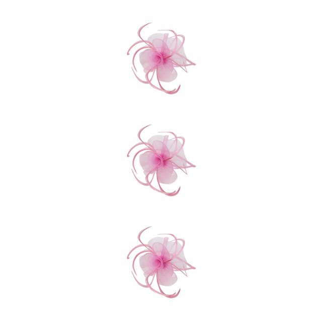 pitrice 1/2/3/5 Maille Fascinator Femmes Coiffe Prom Maquillage Nuptiale Scène Réglable Performance Photo Coiffe Fille Bande de Cheveux Rose 3PCS