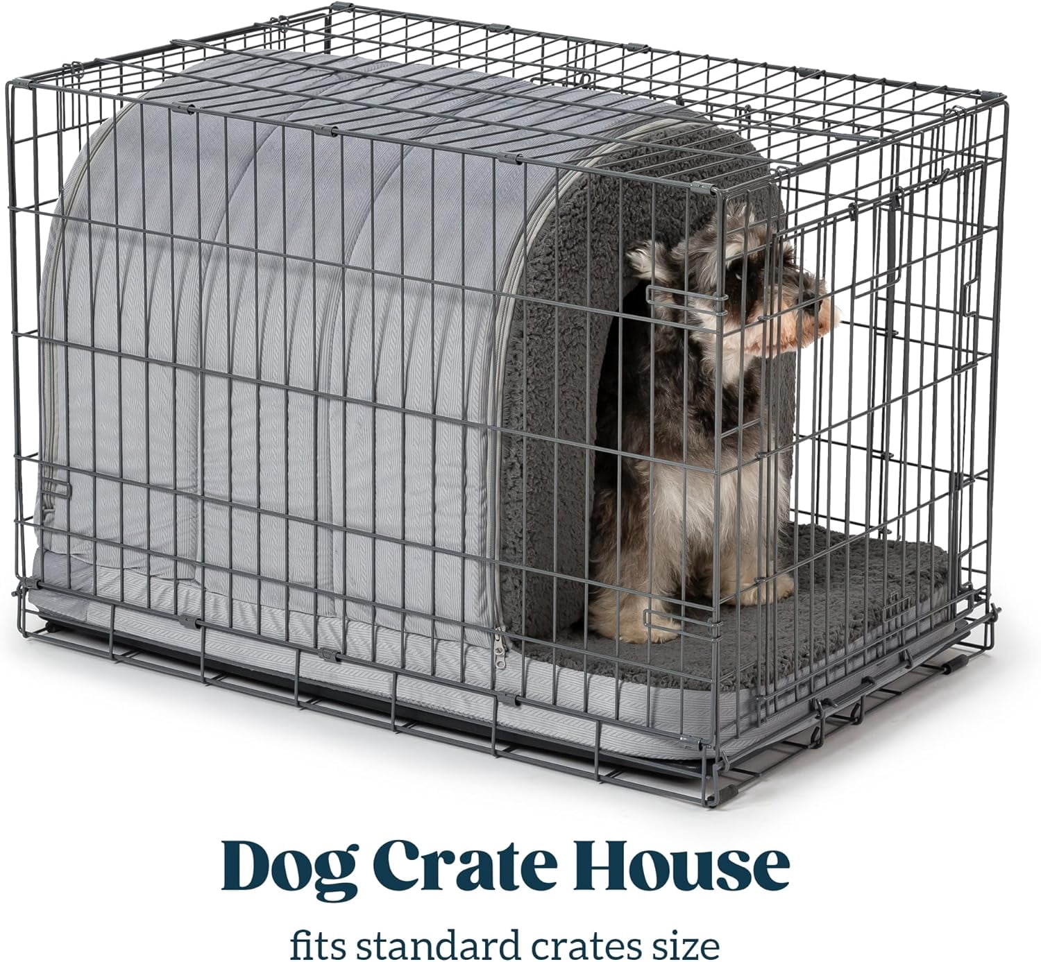 Pelzin Orthopedic Dog Bed House - Dog House Indoor with Egg-Crate Foam - Tent Bed with Waterproof Lining & Nonskid Bottom, Ideal for Small Breeds & Fits 24-Inch Crate - 23"x16", Charcoal