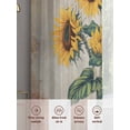 thumbnail image 6 of Sheer Curtains 63 Inches Long 2 Panels, Watercolor Sunflower Green Leaves Butterfly Rod Pocket Curtain Voile Draperies, Retro Shabby Back Light Filtering Window Treatment for Living Room, 6 of 8