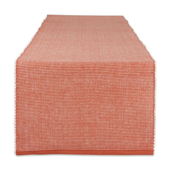 Contemporary Home Living Two-Tone Ribbed Cotton Table Runner - 108" - Vintage Red and White