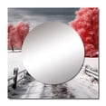 thumbnail image 2 of Designart "Crimson Snowy Homestead" Landscapes Red Large Square Mirror - Square Bedroom Mirror Printed Wall Decor - Traditional Square Printed Wall Mirror Art, 2 of 5