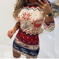 thumbnail image 2 of Vestido sin tirantes de manga larga con cuello redondo y estampado navideño para mujer Fridja  nbo1559, 2 of 5