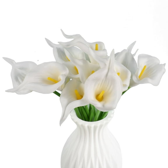 HUIANER 15Pcs White Calla Lily Artificial Flowers - Silk Flower for Wedding, Home, and Office Decor