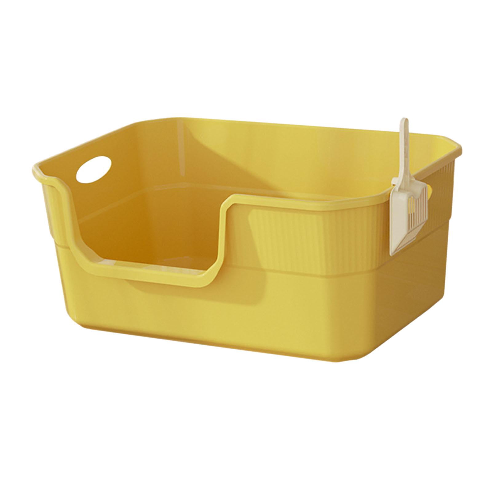 FITYLE Cat Open Top Pet Litter Tray Anti Splashing for Indoor Cats Cat Litter Container Cat Sandbox with High Sided Yellow