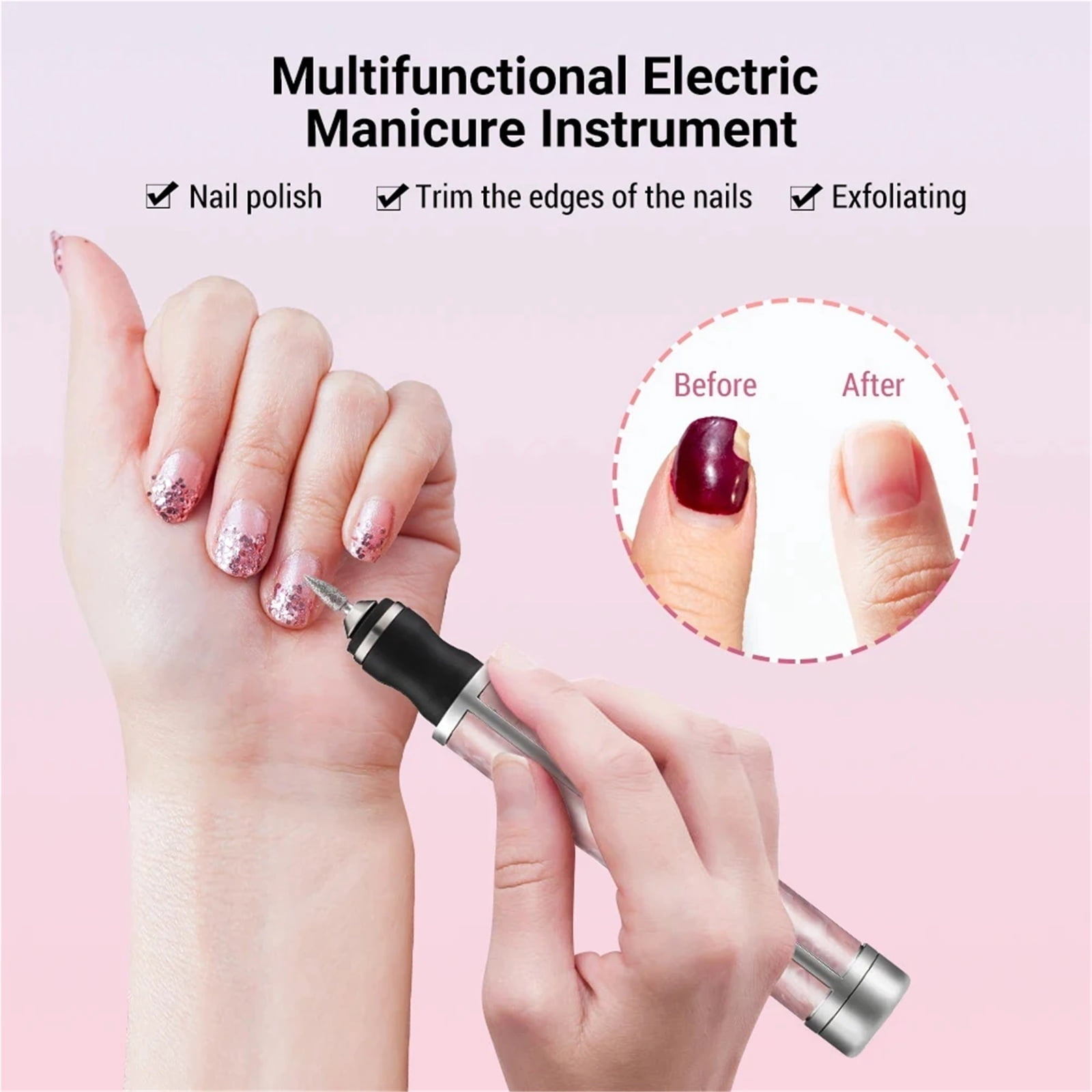 Mini Portable Nail Drill Electric Nail Drill Set Portable Polisher Rechargeable Manicure Electric Nail Grinder