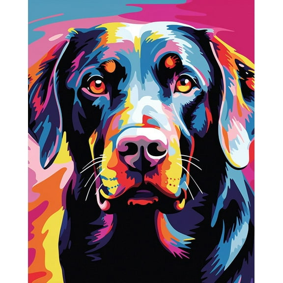 Paint by Number for Adult Kit-black labrador, colorful dog (3) , DIY Acrylic Paint by Numbers for Adults Beginner Oil Painting by Number on Canvas for Home Wall Decor 16x20inch-
