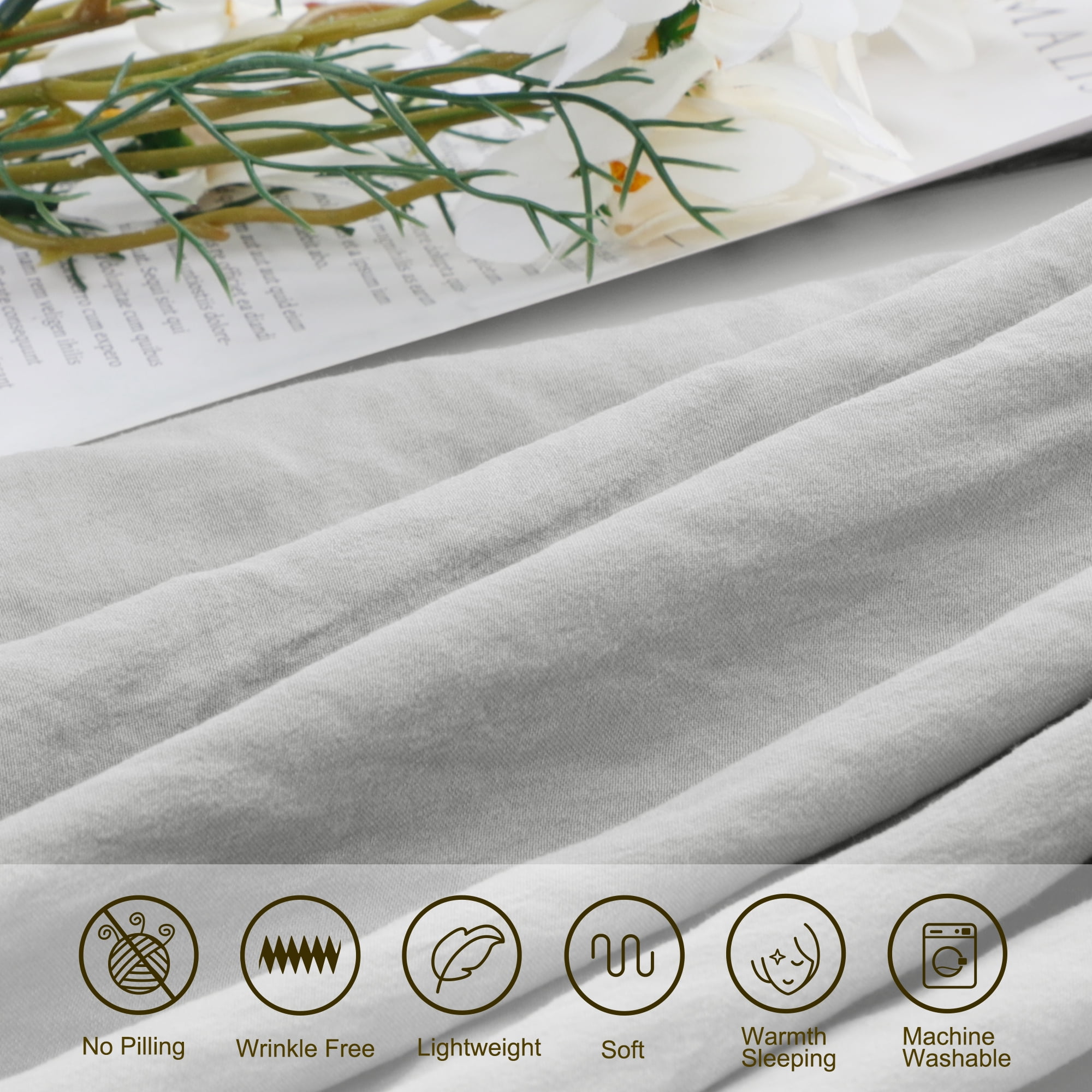 Unique Bargains 100% Microfiber Soft 3 Pieces Duvet Cover Set Twin Light Gray