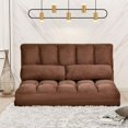 thumbnail image 1 of SHANNA Double Chaise Lounge Sofa Chair Adjustable Floor Couch with Two Pillows,Brown, 1 of 8