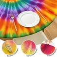 thumbnail image 4 of Colorful Rainbow Tie Dye Spiral Pattern Round Fitted Tablecloth with Elastic Edge,Dining Table Cover Waterproof,Outdoor Round Tablecloth for Camping,Dining,Indoor and Outdoor, 4 of 7