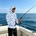 thumbnail image 4 of Havenx Men's Upf 50+ Sun Protection Fishing Jacket Camo Long Sleeve Full Zip Coat Thumbhole Hooded Rash Guard Jackets Outdoor Fishing Lightweight Casual Summer Blouse,Blue XL, 4 of 7