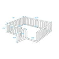 thumbnail image 3 of Queen Size Floor Bed for Kids, Wood Queen Montessori Bed Frame with Fence Guardrails and & Support Slats, Queen Playhouse Bed with Door Design, Kids Fence Bed Playpen Bed for Boys ,Girls, Natural, 3 of 7