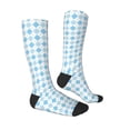 thumbnail image 3 of Haiem Blue and White Squares Socks, Funny Novelty Crazy Design Cotton Socks Sports Socks Knee High Socks For Men, Women,1Pairs - Gift For Working Friends, 3 of 9