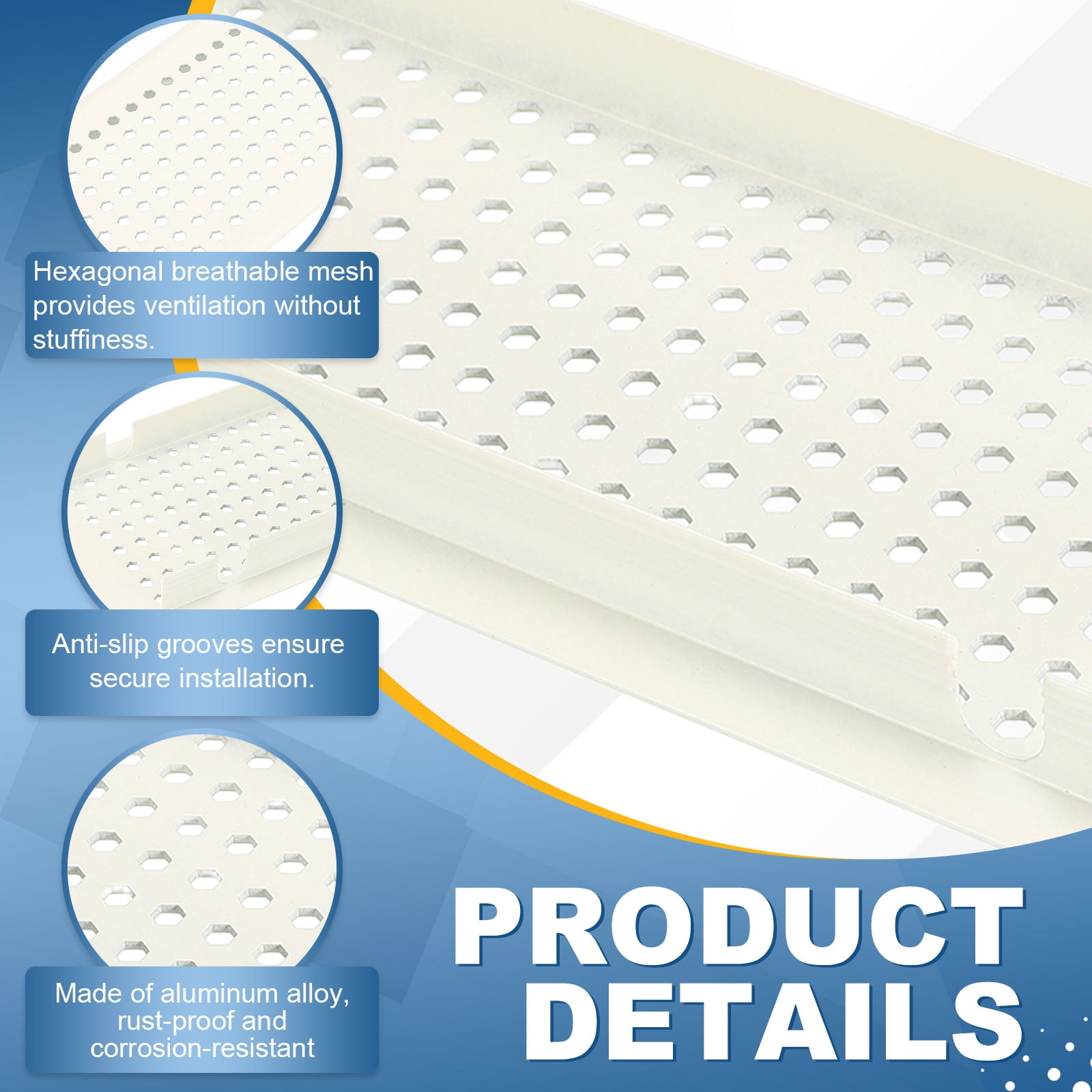 Uxcell Door Air Vent Cover, 16 x 3 Inch (LxW) Cabinet Vent Two Sided Door Grille Heavy Duty Rust-Proof for Floor Cabinet Bathroom Kitchen, White (Openings 14.37 x 2.52)
