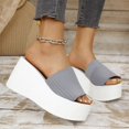 thumbnail image 4 of Admvng Womens Sandals Fashion Casual Summer New Solid Color Retro Thick Bottom Open Toe Beach Slippers 36-43, 4 of 9
