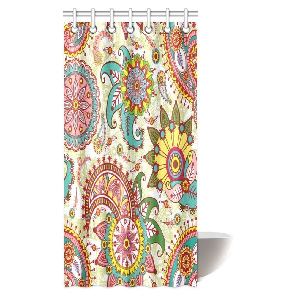 MYPOP Paisley and Flowers Decorations Shower Curtain ...