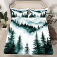 thumbnail image 2 of Homewish Smoky Jungle Woodland Twin Sheet Sets 3pcs for Kids Teens Adults,Botanical Plants Twin Fitted Sheet Microfiber,Green White Breathable Flat Sheet,Microfiber Bedroom Decor, 2 of 7