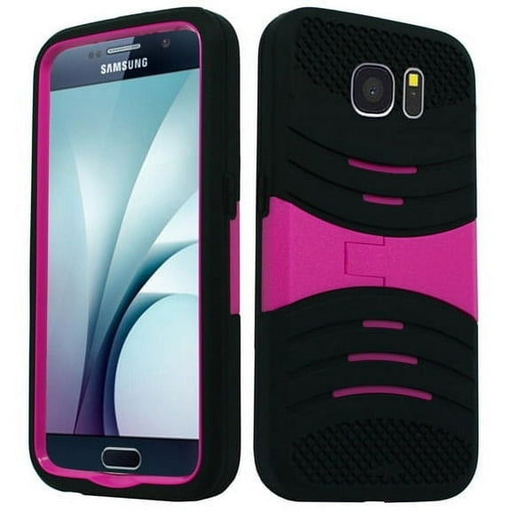 GSA Wave Kickstand Hybrid Case For Samsung Galaxy S7 Black Hot Pink