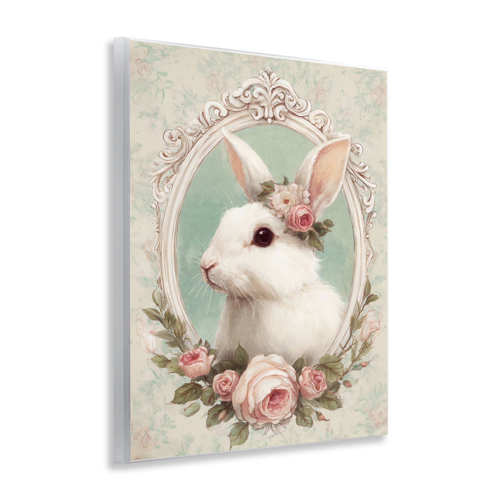 Stupell Industries Flower Fringed Bunny Portrait Wall Plaque Art, design by Ink Drop Loft
