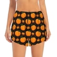 thumbnail image 2 of Balery Orange Pumpkin And Autumn Maple Pantalones cortos deportivos para mujer con forro y dos bolsillos, elásticos, para entrenamiento, gimnasio, yoga-Large, 2 of 7