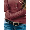 thumbnail image 5 of Gvmfive Womens Tops Casual Solid V Neck Long Sleeve Button Down Shirt Blouse, 5 of 5