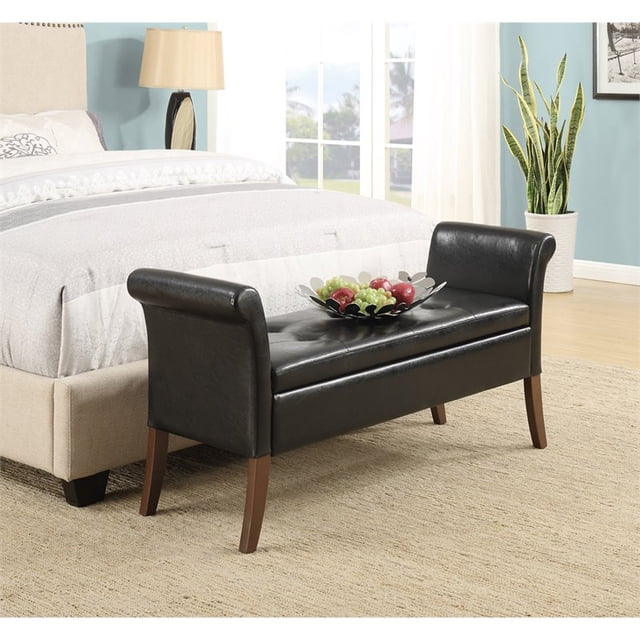 Convenience Concepts Designs4Comfort Banc de Rangement Garbo en Cuir Synthétique Noir