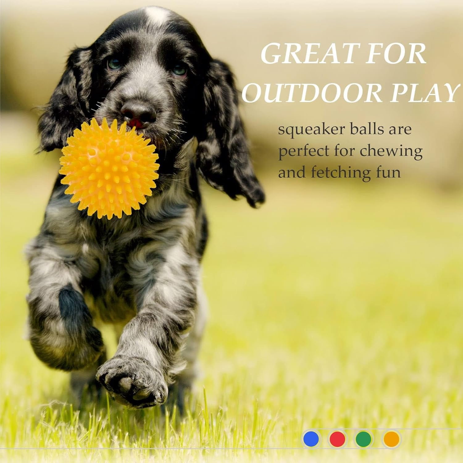 Dog Balls 4.5” Squeaky Dog Toys Spikey Ball for Aggressive Chewers Heavy Duty Teething Large Medium Durable Dogs Balls (4 Pack)