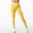 thumbnail image 2 of HOWPAY Womens Leggings High Waisted Elastic Lifting Tummy Control Workout Running Yoga Pants Solid Color Stretchy Slim Fit Leggings Soft Comfortable Lounge Pants Yellow M, 2 of 6