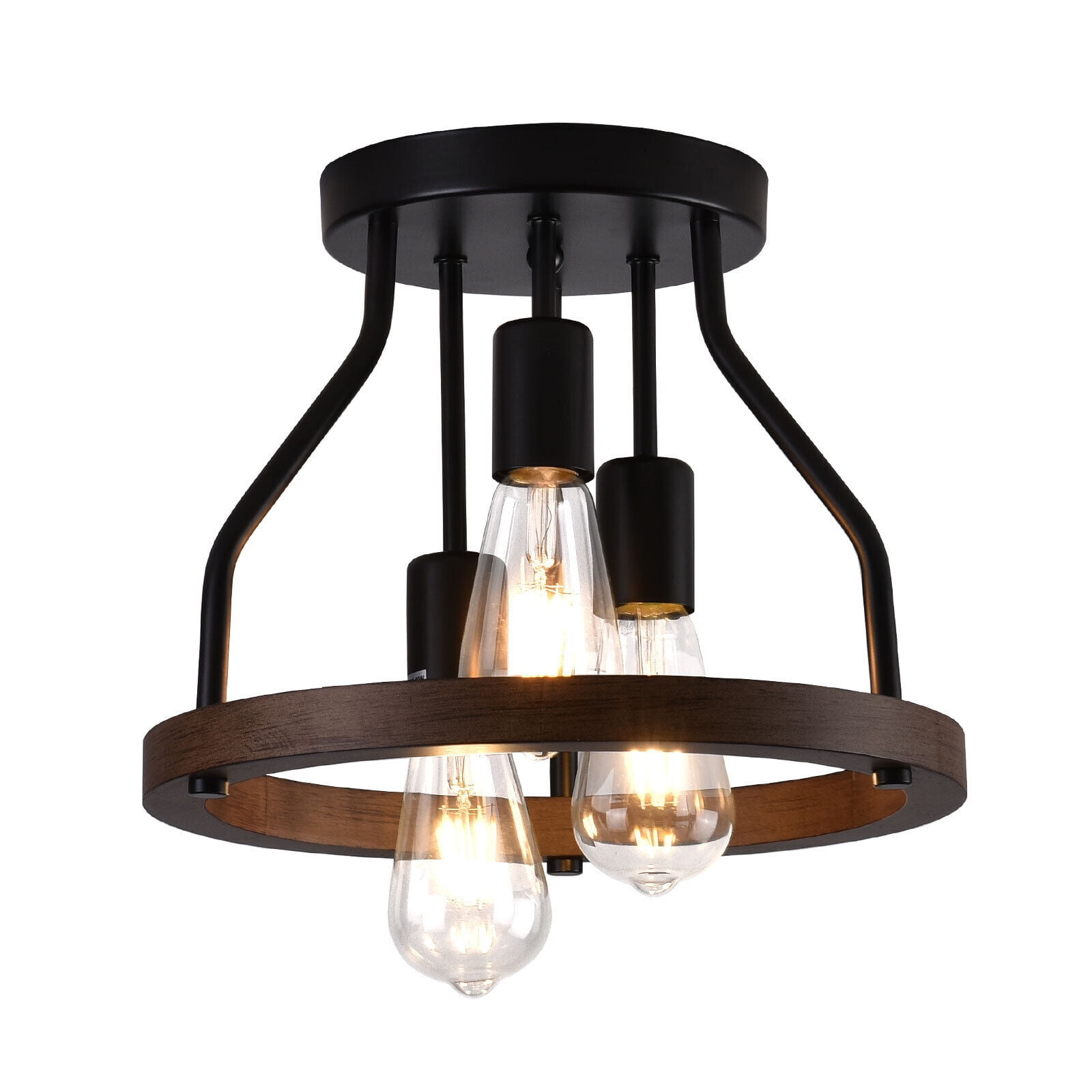 Farmhouse Ceiling Light Semi Flush Mount Chandelier Fixture Pendant Lamp Black