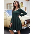 thumbnail image 4 of HA-EMORE Women Spring Summer Women's Dresses V Neck Tiered Dresses Long Sleeve Casual Ruffle Babydoll Dress with Pockets, 4 of 7