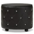 thumbnail image 4 of Baxton Studio Table de Chevet Ovale Style Charmant Hollywoodien 2 Tiroirs en Similicuir Noir, 4 of 6