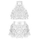 thumbnail image 3 of Traje de baile moderno para niñas, jazz, salsa latina, samba y rumba, top corto con lentejuelas brillantes metálicas y pantalones cortos con falda, culottes, 3 of 5