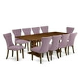 thumbnail image 4 of East West Furniture 11-Pc Dining Table Set - A Butterfly Leaf Double Pedestal Kitchen Table and 10 Dahlia Linen Fabric Modern Chairs with Button Tufted Back - Antique Walnut Finish, 4 of 4