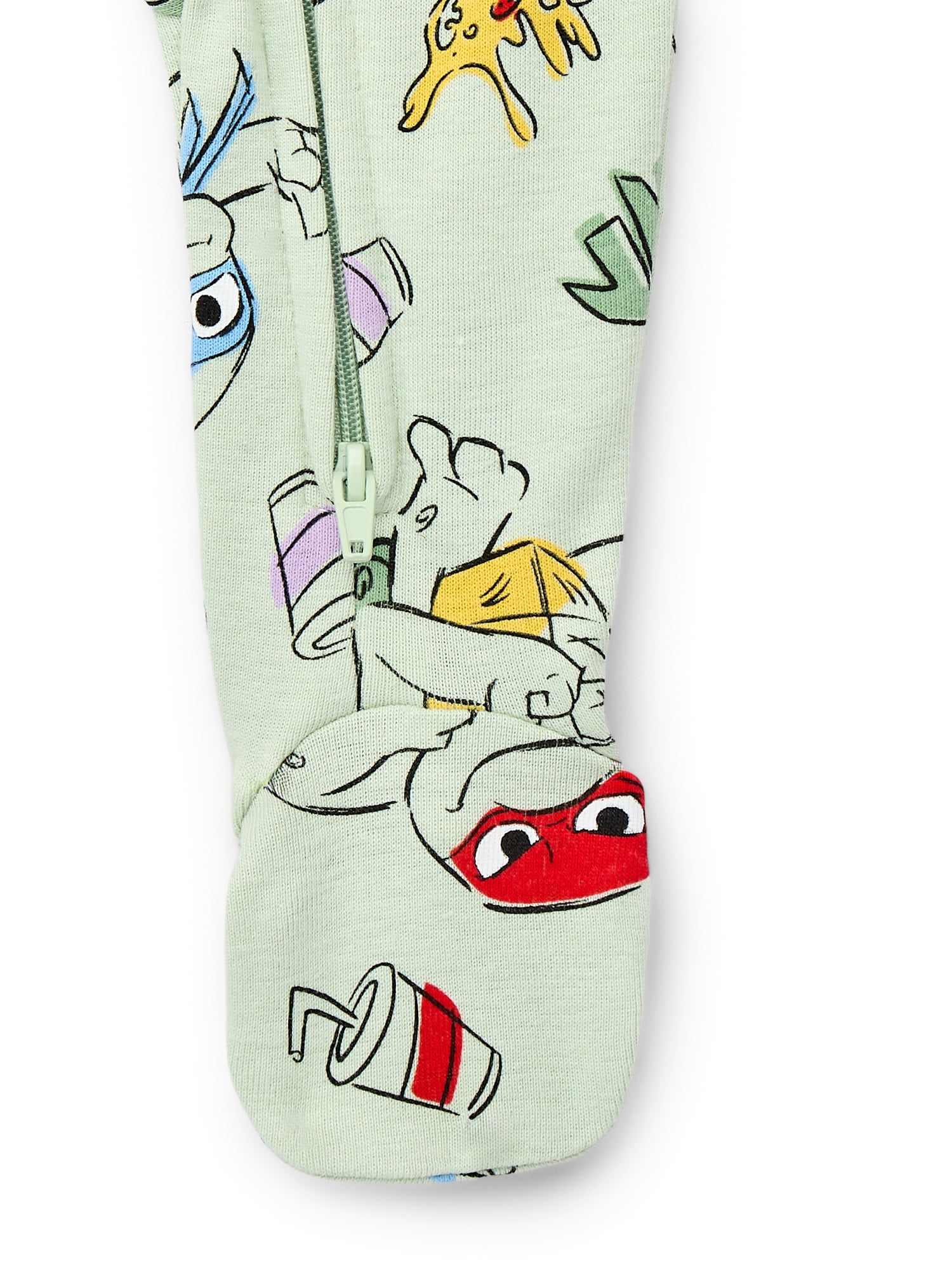 Teenage Mutant Ninja Turtles Baby Boys or Girls Two-Way Zip Front Footed Pajama One-Piece, Sizes 0-6/9M