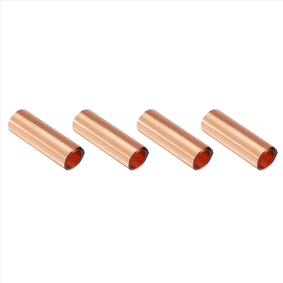 4X Rollo de LáMina de Cobre, LáMina de Metal 1000 mm X 100 mm X 0,03 mm