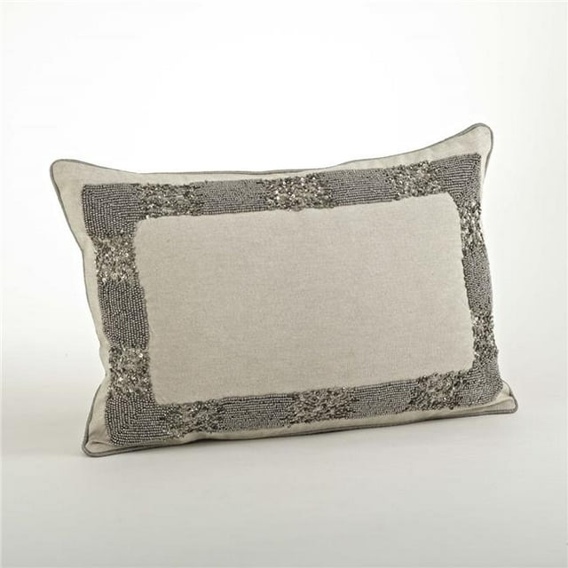 SARO 3151.N1420B 14 x 20 in. Beaded Design Pillow Natural